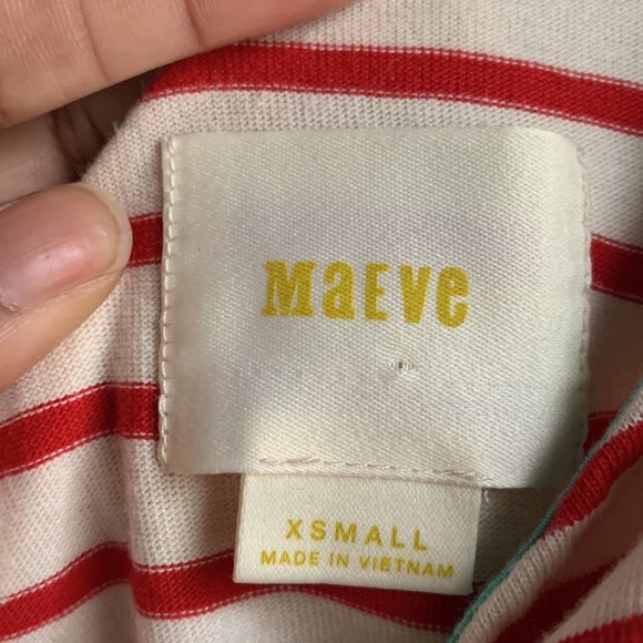 Maeve | Marketa Off Shoulder Red Striped Short Casual Dress Anthro size XS - Picture 4 of 6